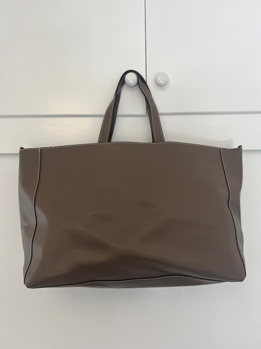 Alberta Di Canio Made in Italy Brown Leather Zip Top Large Tote Shoulder Bag